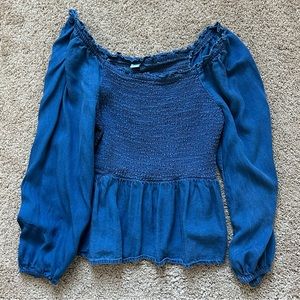 old navy blue peplum top in size M